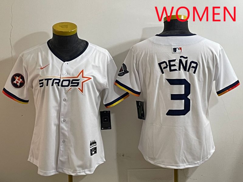 Women Houston Astros #3 Pena White three generations Joint Name Nike 2025 MLB Jersey style 9->women mlb jersey->Women Jersey